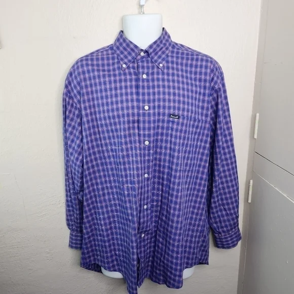Falconnable Shirt Men Medium Button Up Long Sleeve Plaid 100% Cotton